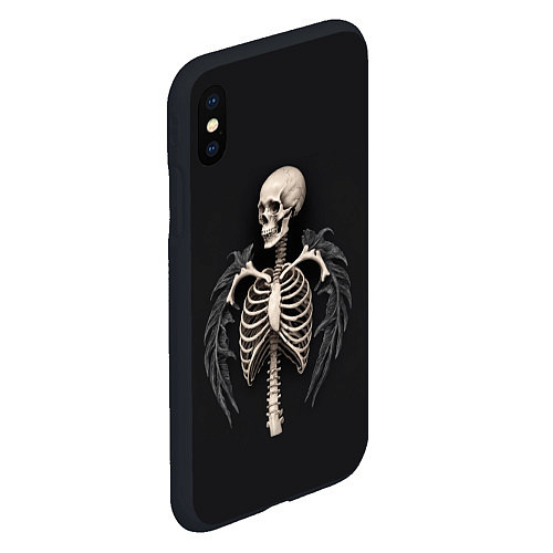 Чехол iPhone XS Max матовый Необычный скелет с крыльями / 3D-Черный – фото 2
