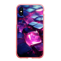 Чехол iPhone XS Max матовый Фиолетовые прозрачные кубики