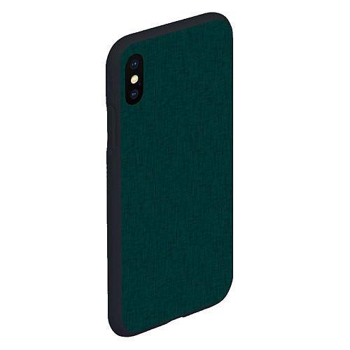 Чехол iPhone XS Max матовый Тёмно-зелёный однотонный текстура / 3D-Черный – фото 2