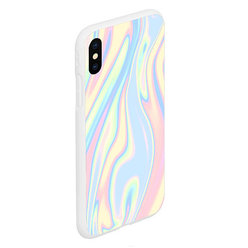 Чехол iPhone XS Max матовый Абстракция жёлто-голубой / 3D-Белый – фото 2