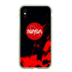 Чехол iPhone XS Max матовый Nasa abstract, цвет: 3D-салатовый