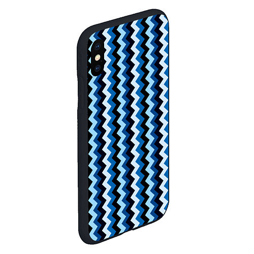Чехол iPhone XS Max матовый Ломаные полосы синий / 3D-Черный – фото 2