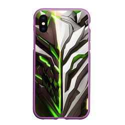 Чехол iPhone XS Max матовый Броня адская и райская зелёная, цвет: 3D-фиолетовый
