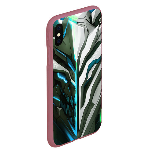 Чехол iPhone XS Max матовый Броня адская и райская синяя / 3D-Малиновый – фото 2