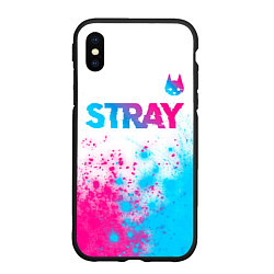 Чехол iPhone XS Max матовый Stray neon gradient style посередине, цвет: 3D-черный