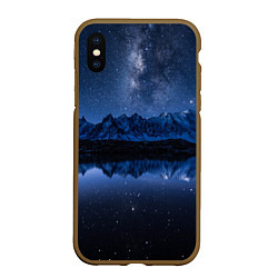 Чехол iPhone XS Max матовый Галактическая зимняя ночь в горах