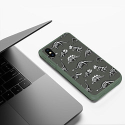 Чехол iPhone XS Max матовый Динозавры - скелеты, цвет: 3D-темно-зеленый — фото 2
