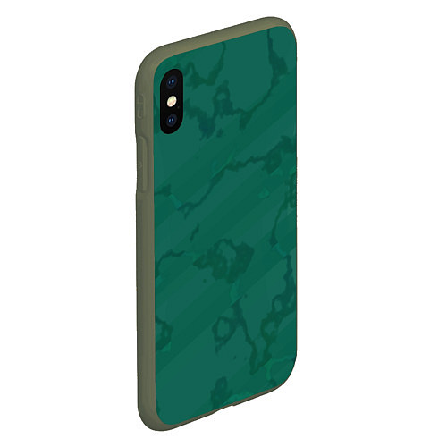 Чехол iPhone XS Max матовый Серо-зеленые разводы / 3D-Темно-зеленый – фото 2