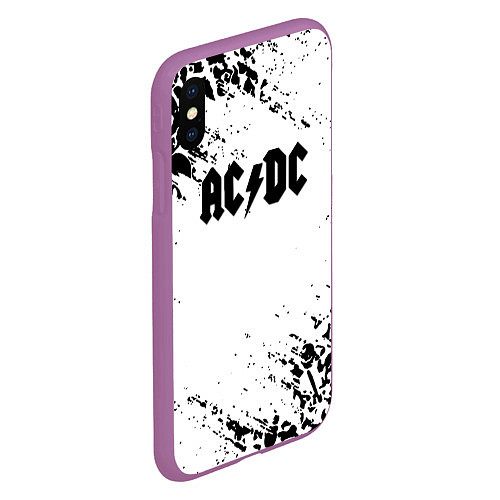 Чехол iPhone XS Max матовый ACDC rock collection краски черепа / 3D-Фиолетовый – фото 2