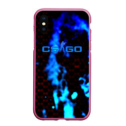 Чехол iPhone XS Max матовый CS GO синий огонь сталь, цвет: 3D-малиновый