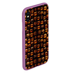 Чехол iPhone XS Max матовый Тыквы страшные зубастые, цвет: 3D-фиолетовый — фото 2