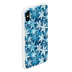 Чехол iPhone XS Max матовый New Years pattern with snowflakes, цвет: 3D-белый — фото 2