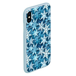 Чехол iPhone XS Max матовый New Years pattern with snowflakes, цвет: 3D-голубой — фото 2