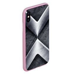Чехол iPhone XS Max матовый Стальные блоки, цвет: 3D-розовый — фото 2