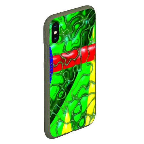 Чехол iPhone XS Max матовый Кожаный рельеф / 3D-Темно-зеленый – фото 2