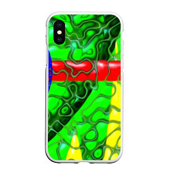 Чехол iPhone XS Max матовый Кожаный рельеф, цвет: 3D-белый