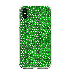 Чехол iPhone XS Max матовый Белые пузырьки на зелёном фоне, цвет: 3D-белый