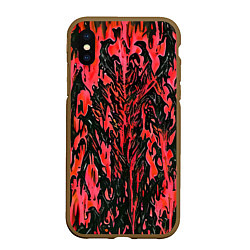 Чехол iPhone XS Max матовый Демонический доспех красный
