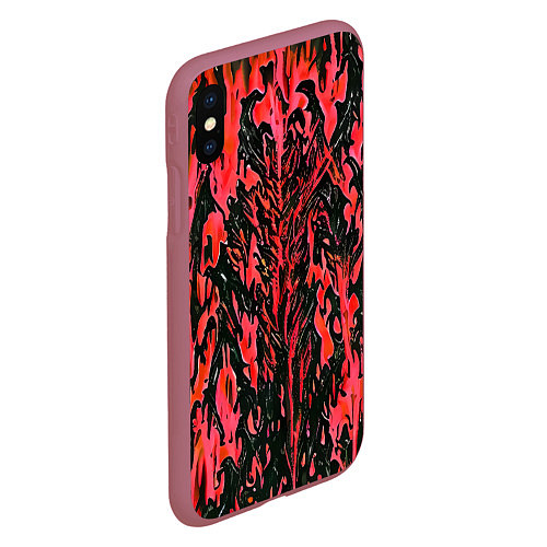 Чехол iPhone XS Max матовый Демонический доспех красный / 3D-Малиновый – фото 2