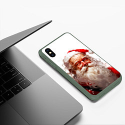 Чехол iPhone XS Max матовый Добрый Санта - мазки краски, цвет: 3D-темно-зеленый — фото 2