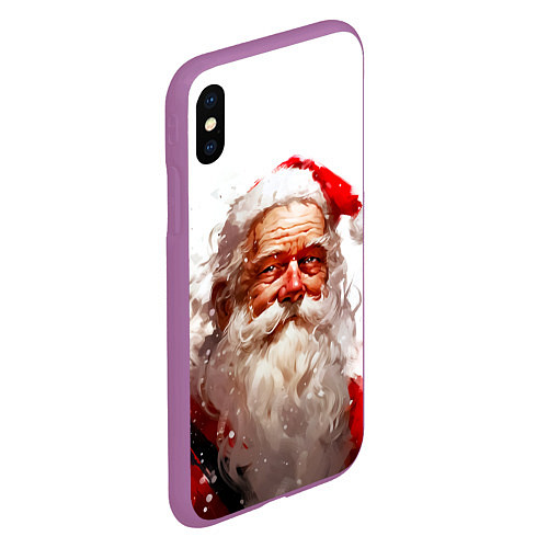 Чехол iPhone XS Max матовый Добрый Санта - мазки краски / 3D-Фиолетовый – фото 2