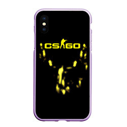 Чехол iPhone XS Max матовый CS GO краски желтые, цвет: 3D-сиреневый