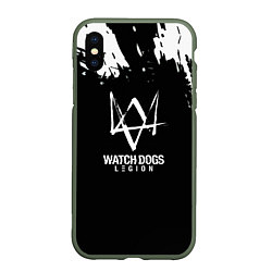 Чехол iPhone XS Max матовый Watch dogs краски, цвет: 3D-темно-зеленый