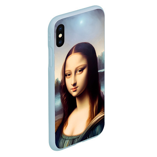 Чехол iPhone XS Max матовый Нейросеть - азиатская Мона Лиза / 3D-Голубой – фото 2