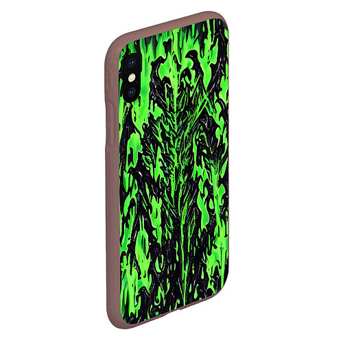 Чехол iPhone XS Max матовый Демонический доспех зелёный / 3D-Коричневый – фото 2