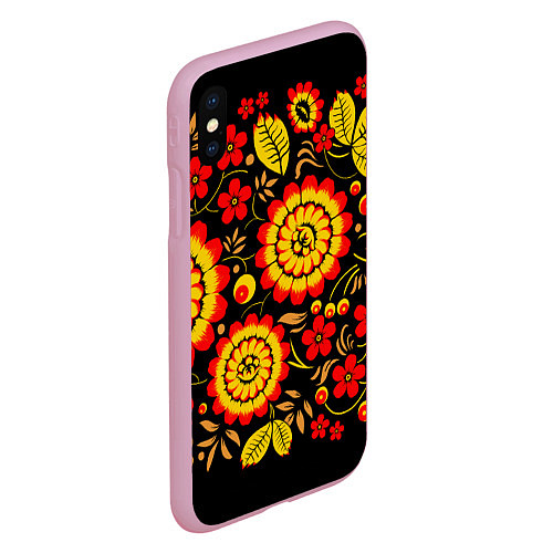 Чехол iPhone XS Max матовый Хохлома: осеннее изобилие / 3D-Розовый – фото 2