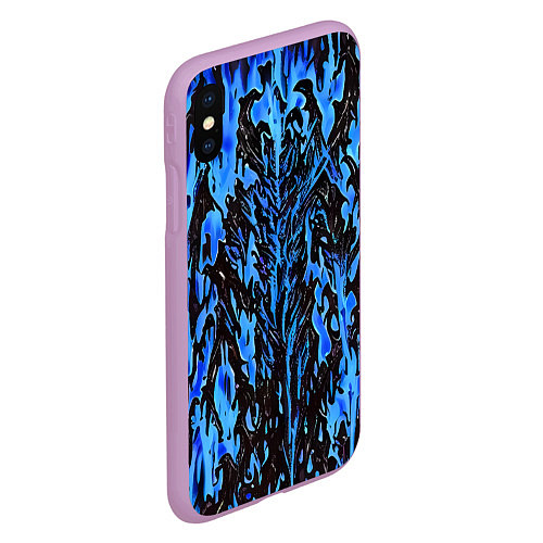 Чехол iPhone XS Max матовый Демонический доспех синий / 3D-Сиреневый – фото 2