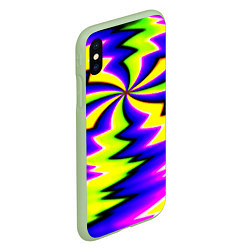 Чехол iPhone XS Max матовый Неоновая фрактальная абстракция, цвет: 3D-салатовый — фото 2