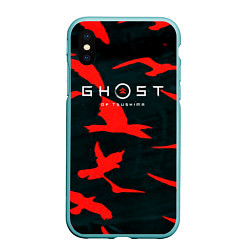 Чехол iPhone XS Max матовый Ghost of Tsushima samurai, цвет: 3D-мятный