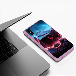 Чехол iPhone XS Max матовый Разлом больших камней, цвет: 3D-сиреневый — фото 2