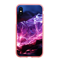 Чехол iPhone XS Max матовый Стеклянный камень с фиолетовой подсветкой, цвет: 3D-баблгам