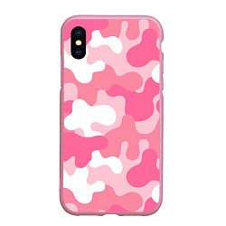 Чехол iPhone XS Max матовый Камуфляж розовый, цвет: 3D-розовый