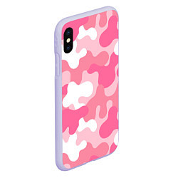 Чехол iPhone XS Max матовый Камуфляж розовый, цвет: 3D-светло-сиреневый — фото 2
