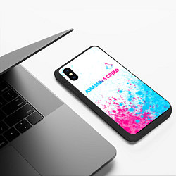 Чехол iPhone XS Max матовый Assassins Creed neon gradient style посередине, цвет: 3D-черный — фото 2