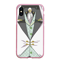 Чехол iPhone XS Max матовый Белый мультяшный фрак с шейным платком, цвет: 3D-розовый