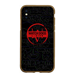 Чехол iPhone XS Max матовый Watch Dogs hack, цвет: 3D-коричневый