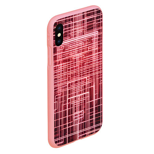 Чехол iPhone XS Max матовый Красные неоновые полосы киберпанк / 3D-Баблгам – фото 2