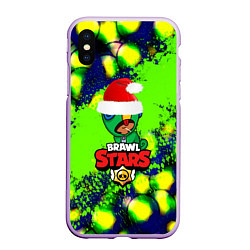 Чехол iPhone XS Max матовый Brawl stars leon green color, цвет: 3D-сиреневый