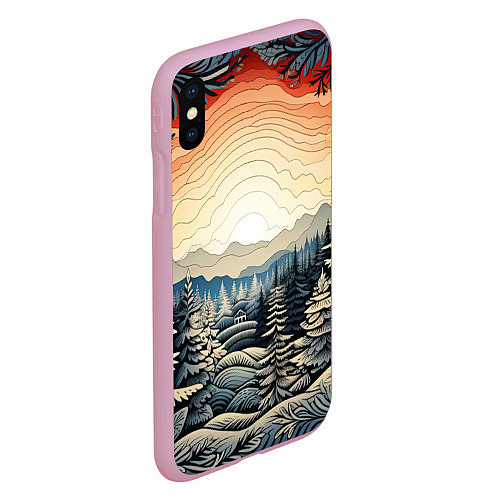 Чехол iPhone XS Max матовый Искрящиеся снежинки в вальсе волшебства / 3D-Розовый – фото 2