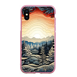 Чехол iPhone XS Max матовый Искрящиеся снежинки в вальсе волшебства, цвет: 3D-розовый