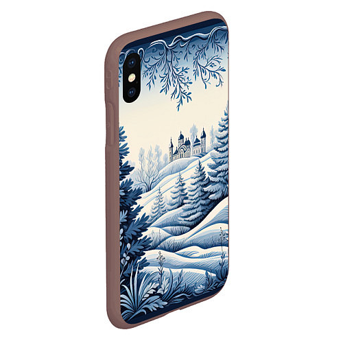 Чехол iPhone XS Max матовый Зимняя сказка 2024 / 3D-Коричневый – фото 2