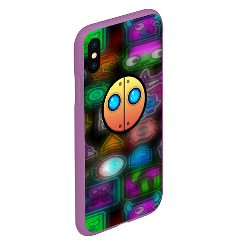 Чехол iPhone XS Max матовый Geometry dash stiker / 3D-Фиолетовый – фото 2