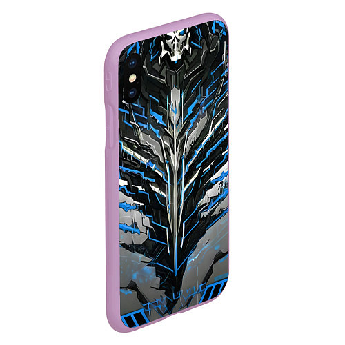 Чехол iPhone XS Max матовый Киберпанк доспех синий / 3D-Сиреневый – фото 2