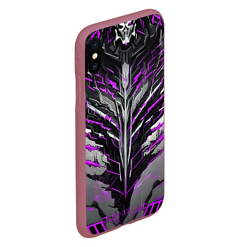 Чехол iPhone XS Max матовый Киберпанк доспех фиолетовый / 3D-Малиновый – фото 2