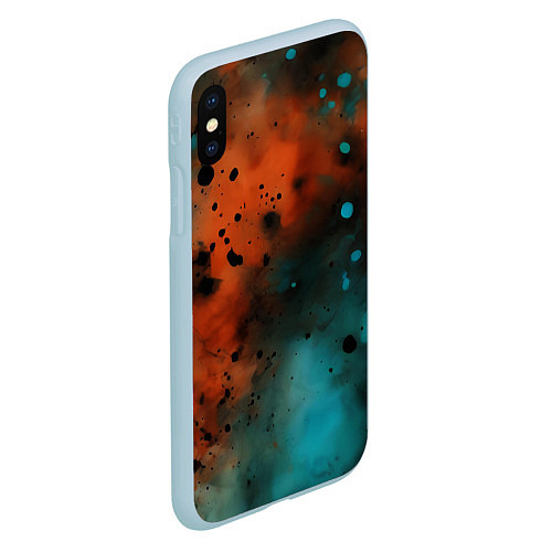 Чехол iPhone XS Max матовый Акварельные брызги в оранжевом / 3D-Голубой – фото 2