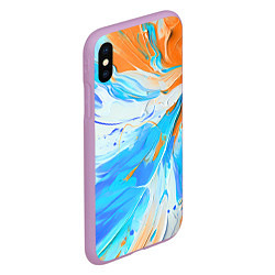 Чехол iPhone XS Max матовый Голубая и оранжевая краска, цвет: 3D-сиреневый — фото 2